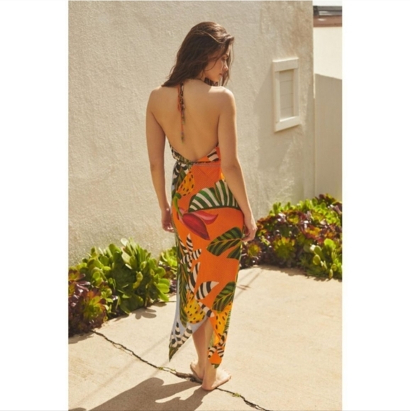 New Farm Rio Striped Bananas Swim Beach Pool Cover-Up Dress Medium NWT - Picture 5 of 11